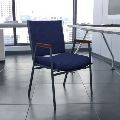 Flash Furniture Folding & Stacking<HERCULES Series Fabric Stack Chair with Arms, Navy Blue Dot (XU60154NVY)