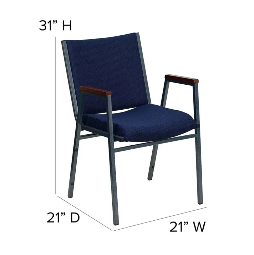 Flash Furniture Folding & Stacking<HERCULES Series Fabric Stack Chair with Arms, Navy Blue Dot (XU60154NVY)