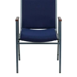 Flash Furniture Folding & Stacking<HERCULES Series Fabric Stack Chair with Arms, Navy Blue Dot (XU60154NVY)