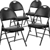 Flash Furniture Folding & Stacking<HERCULES™ Triple Braced Vinyl Armless Folding Chair, Black, 4/Pack (4HAMC705AV3BK)