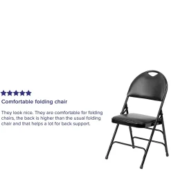 Flash Furniture Folding & Stacking<HERCULES™ Triple Braced Vinyl Armless Folding Chair, Black, 4/Pack (4HAMC705AV3BK)