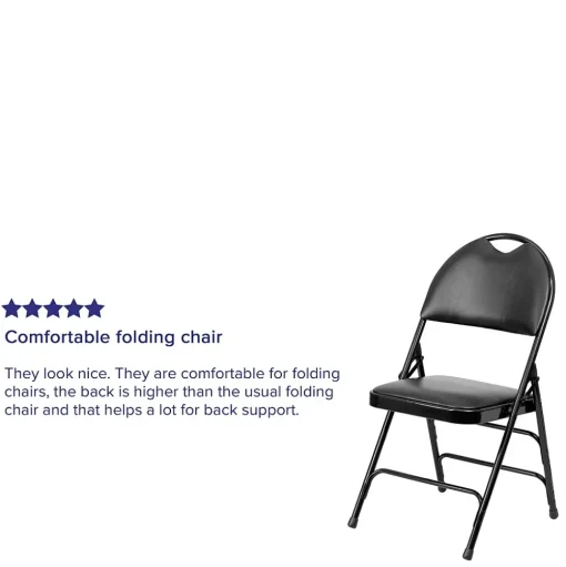 Flash Furniture Folding & Stacking<HERCULES™ Triple Braced Vinyl Armless Folding Chair, Black, 4/Pack (4HAMC705AV3BK)