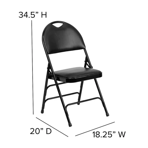 Flash Furniture Folding & Stacking<HERCULES™ Triple Braced Vinyl Armless Folding Chair, Black, 4/Pack (4HAMC705AV3BK)