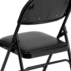 Flash Furniture Folding & Stacking<HERCULES™ Triple Braced Vinyl Armless Folding Chair, Black, 4/Pack (4HAMC705AV3BK)