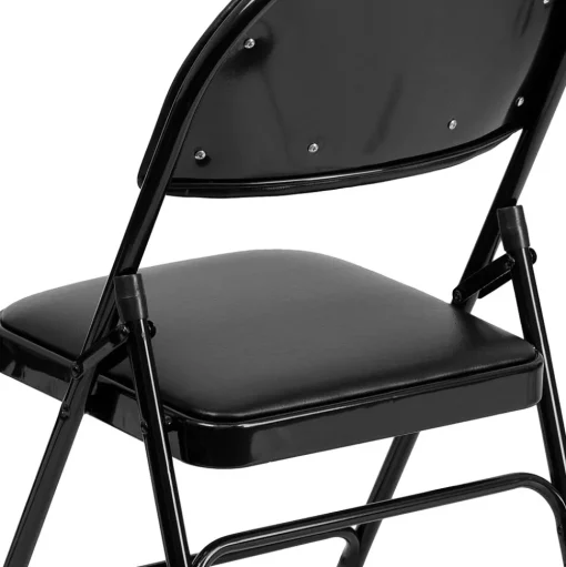 Flash Furniture Folding & Stacking<HERCULES™ Triple Braced Vinyl Armless Folding Chair, Black, 4/Pack (4HAMC705AV3BK)