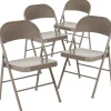 Flash Furniture Folding & Stacking<HERCULES Series Metal Folding Chair, Gray, 4/Pk (4BDF002GY)