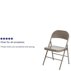 Flash Furniture Folding & Stacking<HERCULES Series Metal Folding Chair, Gray, 4/Pk (4BDF002GY)