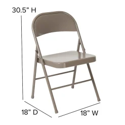 Flash Furniture Folding & Stacking<HERCULES Series Metal Folding Chair, Gray, 4/Pk (4BDF002GY)