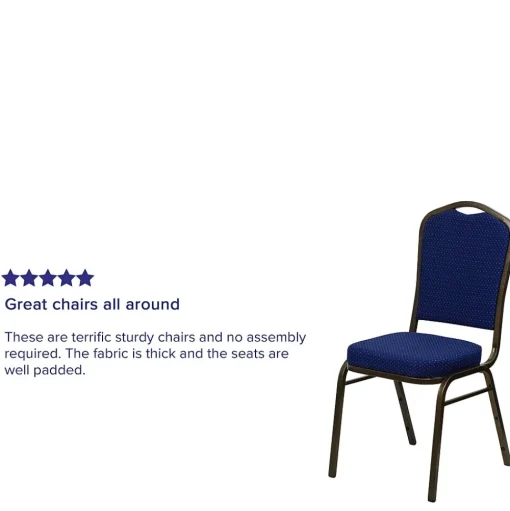 Flash Furniture Folding & Stacking<HERCULES™ Fabric Gold Vein Frame Crown Back Banquet Chair, Navy Blue, 4/Pack (4FDC01GV208)
