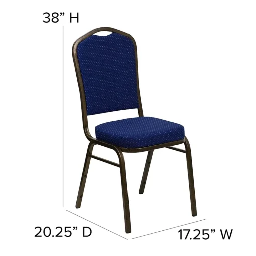 Flash Furniture Folding & Stacking<HERCULES™ Fabric Gold Vein Frame Crown Back Banquet Chair, Navy Blue, 4/Pack (4FDC01GV208)