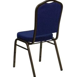 Flash Furniture Folding & Stacking<HERCULES™ Fabric Gold Vein Frame Crown Back Banquet Chair, Navy Blue, 4/Pack (4FDC01GV208)