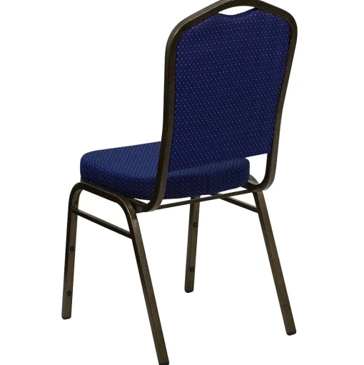 Flash Furniture Folding & Stacking<HERCULES™ Fabric Gold Vein Frame Crown Back Banquet Chair, Navy Blue, 4/Pack (4FDC01GV208)