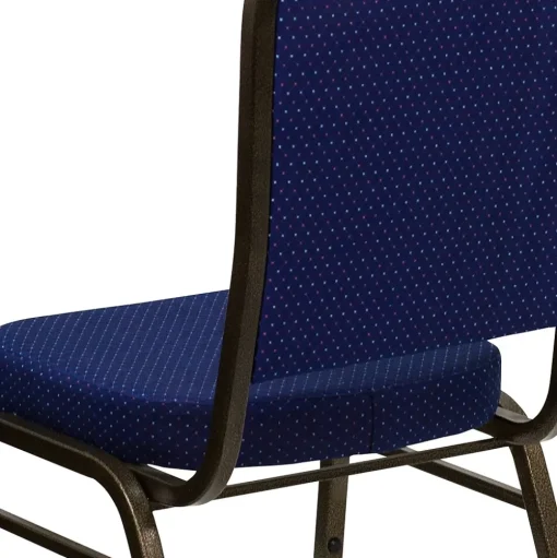 Flash Furniture Folding & Stacking<HERCULES™ Fabric Gold Vein Frame Crown Back Banquet Chair, Navy Blue, 4/Pack (4FDC01GV208)