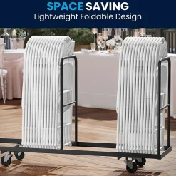 Flash Furniture Folding & Stacking<HERCULES™ Plastic Armless Folding Chair With Fan Back, White, 40/Pack (40LEL4WHITE)