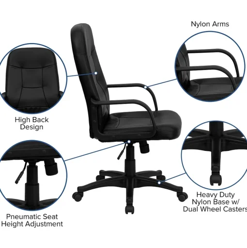 Flash Furniture Office Chairs<Holly Vinyl Swivel High Back Executive Office Chair, Black (H8021)