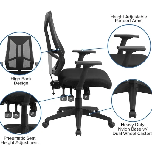Flash Furniture Office Chairs<Ivan Ergonomic Mesh Swivel High Back Multifunction Task Office Chair, Black (HL0017)