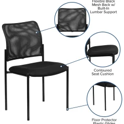 Flash Furniture Folding & Stacking<Jana Mesh Stackable Side Chair, Black (GO5152)