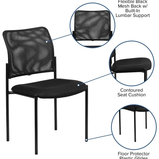 Flash Furniture Folding & Stacking<Jana Mesh Stackable Side Chair, Black (GO5152)