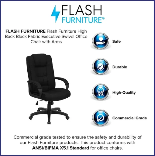 Flash Furniture Office Chairs<Jessica Fabric Swivel High Back Executive Office Chair, Black (GO5301BBK)