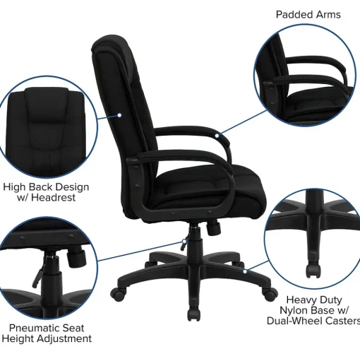 Flash Furniture Office Chairs<Jessica Fabric Swivel High Back Executive Office Chair, Black (GO5301BBK)