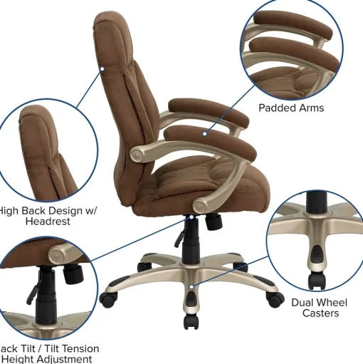 Flash Furniture Office Chairs<Jessie Ergonomic Microfiber Swivel High Back Executive Office Chair, Brown (GO725BN)