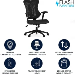 Flash Furniture Office Chairs<Kale Ergonomic Mesh Swivel High Back Executive Office Chair, Black (BLZP806BK)