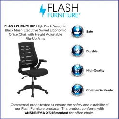 Flash Furniture Office Chairs<Kale Ergonomic Mesh Swivel High Back Executive Office Chair, Black (BLZP809BK)