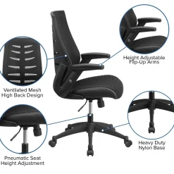 Flash Furniture Office Chairs<Kale Ergonomic Mesh Swivel High Back Executive Office Chair, Black (BLZP809BK)