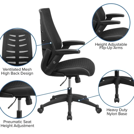 Flash Furniture Office Chairs<Kale Ergonomic Mesh Swivel High Back Executive Office Chair, Black (BLZP809BK)