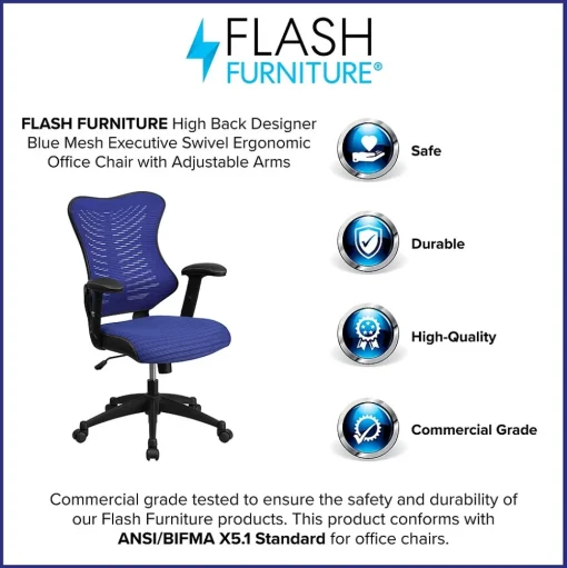 Flash Furniture Office Chairs<Kale Ergonomic Mesh Swivel High Back Executive Office Chair, Blue (BLZP806BL)