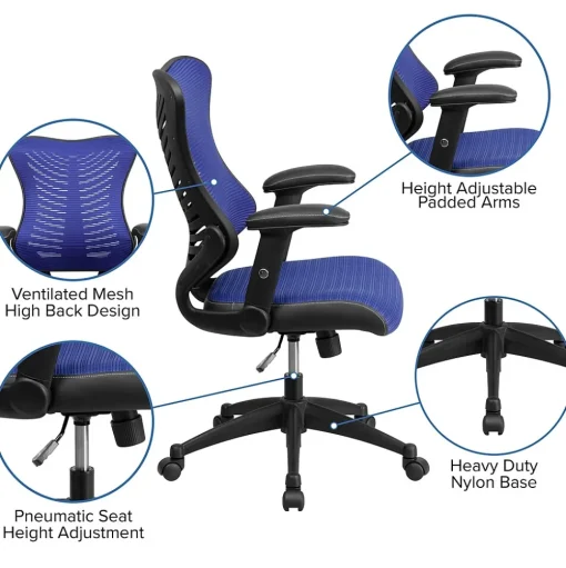 Flash Furniture Office Chairs<Kale Ergonomic Mesh Swivel High Back Executive Office Chair, Blue (BLZP806BL)
