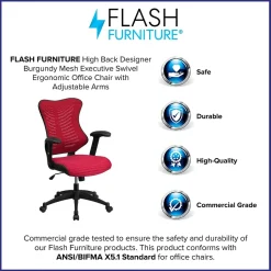 Flash Furniture Office Chairs<Kale Ergonomic Mesh Swivel High Back Executive Office Chair, Burgundy (BLZP806BY)