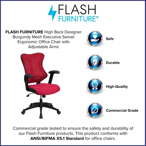 Flash Furniture Office Chairs<Kale Ergonomic Mesh Swivel High Back Executive Office Chair, Burgundy (BLZP806BY)