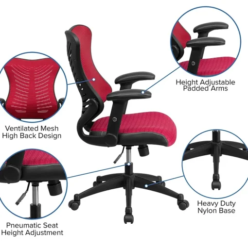 Flash Furniture Office Chairs<Kale Ergonomic Mesh Swivel High Back Executive Office Chair, Burgundy (BLZP806BY)