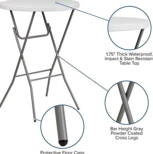 Flash Furniture Folding Tables<Kathryn Folding Table, 31.5" x 31.5", Granite White (RB32RBARGW)