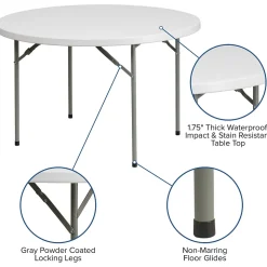 Flash Furniture Folding Tables<Kathryn Folding Table, 48" x 48", Granite White (RB48R)