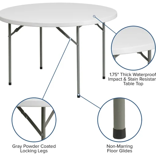 Flash Furniture Folding Tables<Kathryn Folding Table, 48" x 48", Granite White (RB48R)