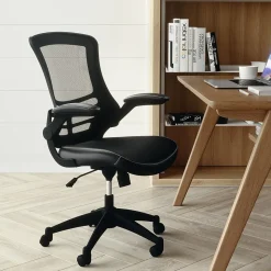 Flash Furniture Office Chairs<Kelista Ergonomic LeatherSoft/Mesh Swivel Mid-Back Task Office Chair, Black (BLX5MLEA)