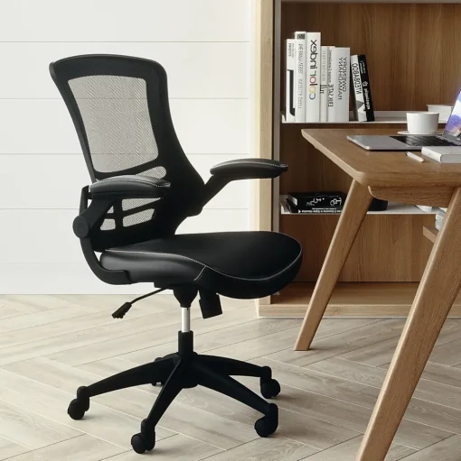 Flash Furniture Office Chairs<Kelista Ergonomic LeatherSoft/Mesh Swivel Mid-Back Task Office Chair, Black (BLX5MLEA)