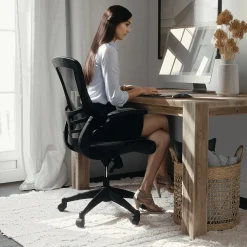 Flash Furniture Office Chairs<Kelista Ergonomic LeatherSoft/Mesh Swivel Mid-Back Task Office Chair, Black (BLX5MLEA)
