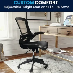 Flash Furniture Office Chairs<Kelista Ergonomic LeatherSoft/Mesh Swivel Mid-Back Task Office Chair, Black (BLX5MLEA)