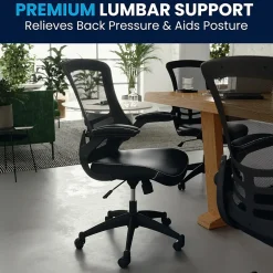 Flash Furniture Office Chairs<Kelista Ergonomic LeatherSoft/Mesh Swivel Mid-Back Task Office Chair, Black (BLX5MLEA)