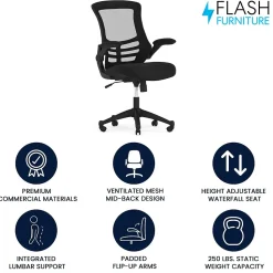 Flash Furniture Office Chairs<Kelista Ergonomic Mesh Swivel Mid-Back Task Office Chair, Black (BLX5MBK)