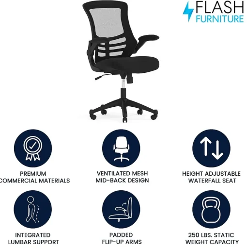 Flash Furniture Office Chairs<Kelista Ergonomic Mesh Swivel Mid-Back Task Office Chair, Black (BLX5MBK)