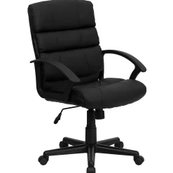 Flash Furniture Office Chairs<Lane LeatherSoft Swivel Mid-Back Task Office Chair, Black (GO1004BKLEA)