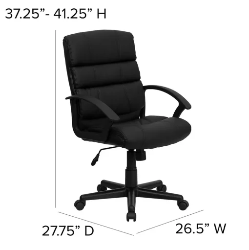 Flash Furniture Office Chairs<Lane LeatherSoft Swivel Mid-Back Task Office Chair, Black (GO1004BKLEA)