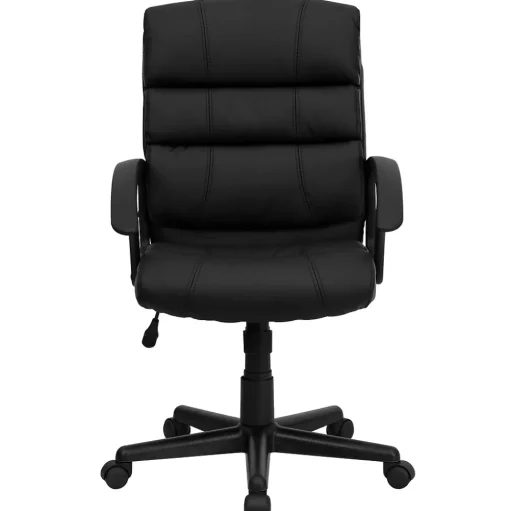 Flash Furniture Office Chairs<Lane LeatherSoft Swivel Mid-Back Task Office Chair, Black (GO1004BKLEA)