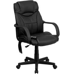 Flash Furniture Office Chairs<Laverne Ergonomic LeatherSoft Swivel Mid-Back Massaging Executive Office Chair, Black (BT2690P)