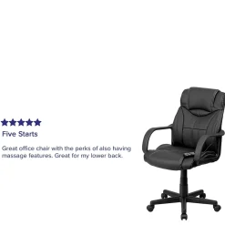 Flash Furniture Office Chairs<Laverne Ergonomic LeatherSoft Swivel Mid-Back Massaging Executive Office Chair, Black (BT2690P)