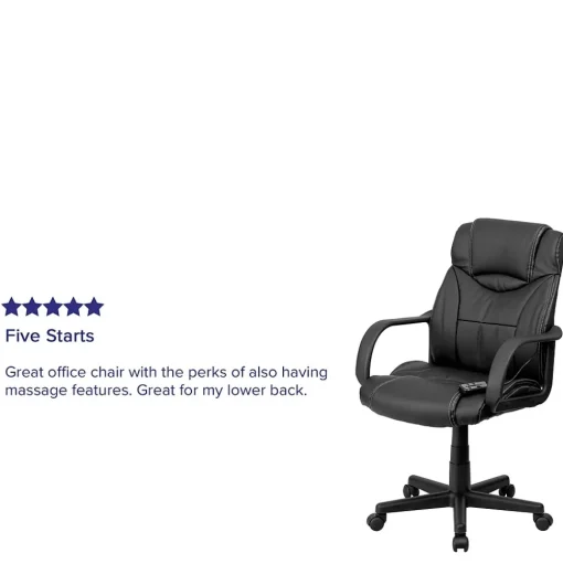 Flash Furniture Office Chairs<Laverne Ergonomic LeatherSoft Swivel Mid-Back Massaging Executive Office Chair, Black (BT2690P)
